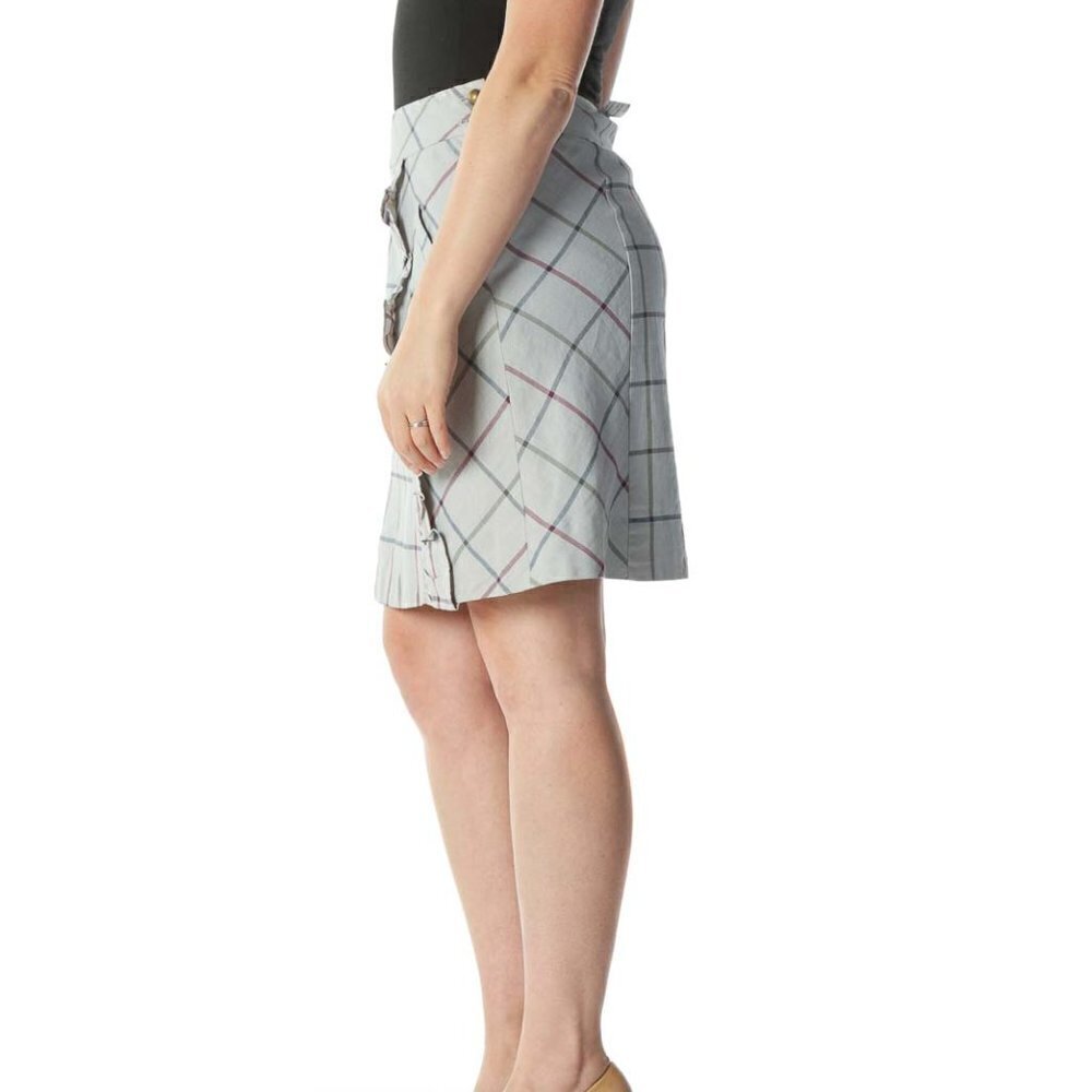 edme & esyllte Gray Multicolor Plaid Ruffled A-Line Skirt - Picture 2 of 3